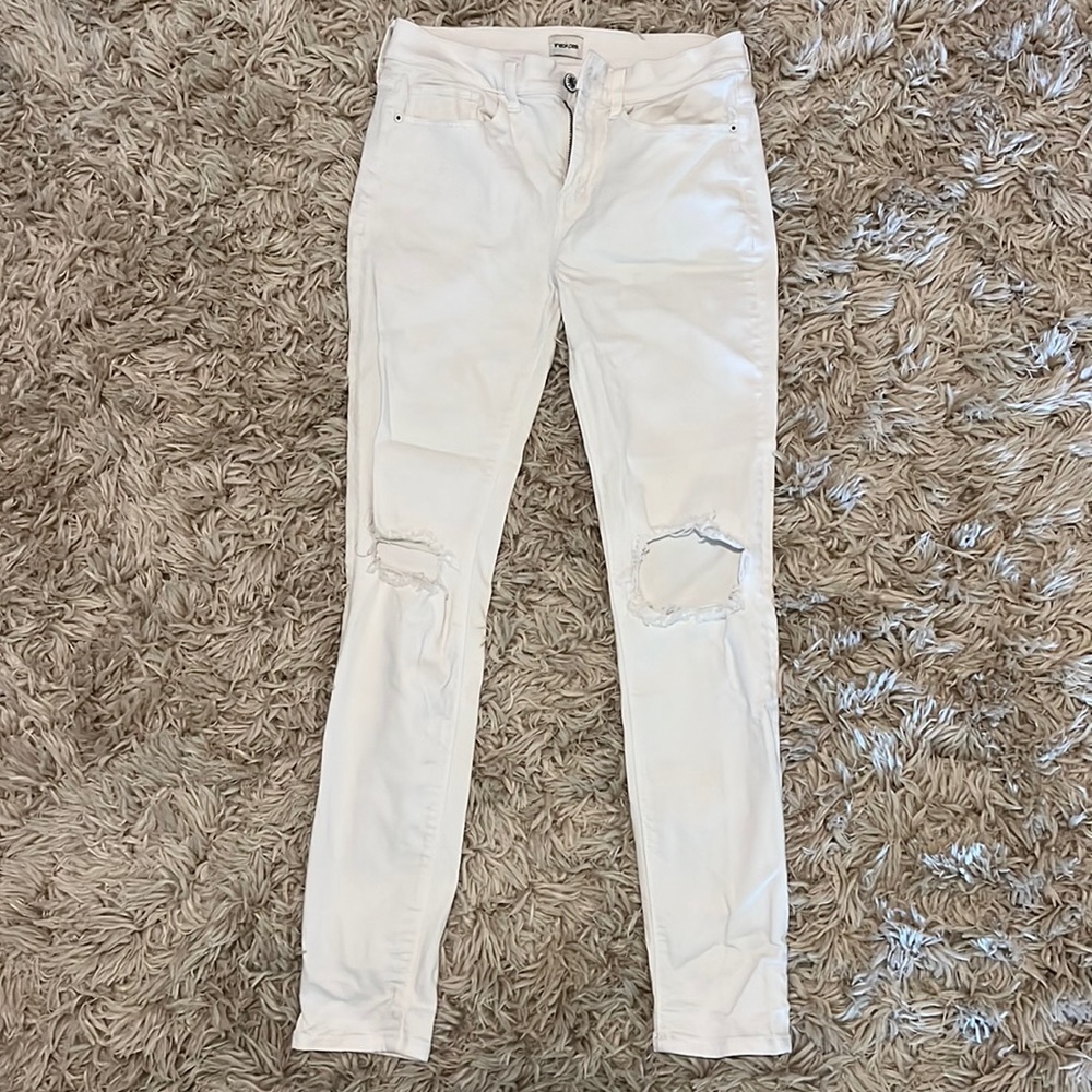 Sneak Peek mid rise white skinny jeans